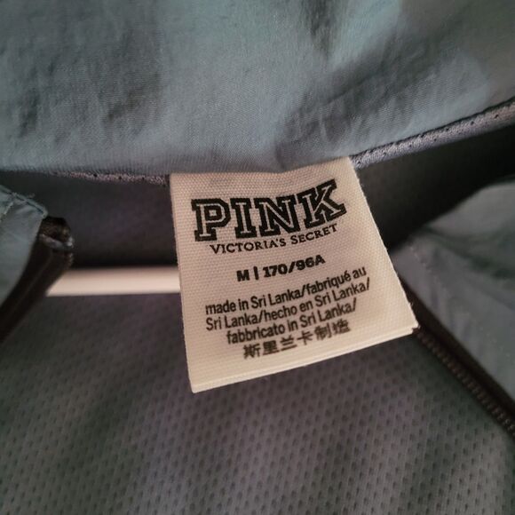 Pink Victoria Secret Anorak Windbreaker Bomber Jacket Size Medium Blue Logo Zip - Picture 3 of 6